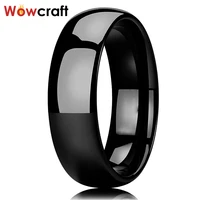 6mm black tungsten carbide rings for men women wedding band ring domed black plated polished shiny comfort fit