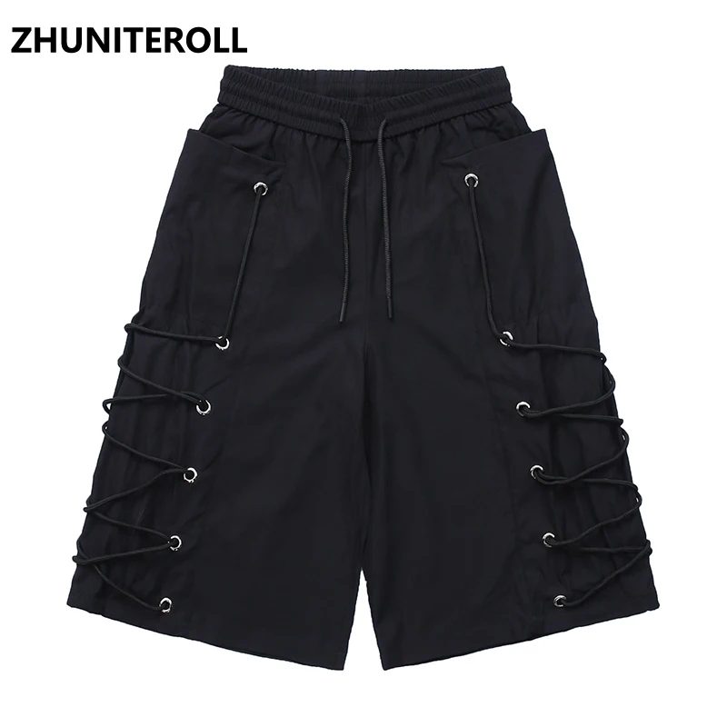 

Teachwear Black Shorts for Men Drawstring Hip Hop Streetwear Harajuku Baggy Joggers Shorts Summer Men Track Short High Quality