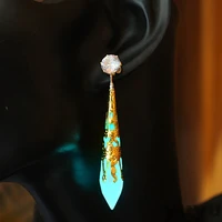 new earrings glow in the dark gift for women pendant earring lovers crystal column golden pattern fashion jewelry
