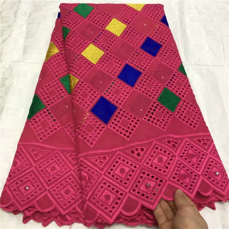 Оранжевая африканская 100% хлопковая кружевная ткань последняя швейцарская вуаль