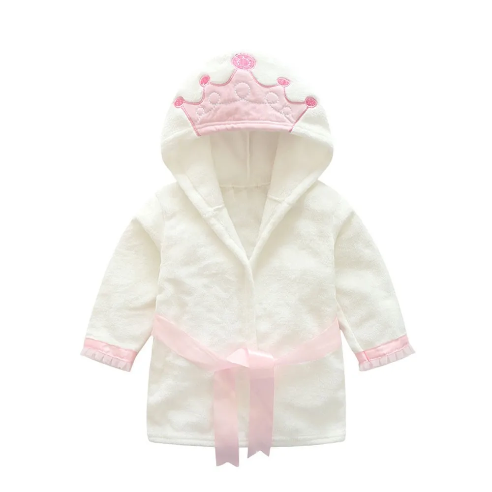 Полотенце с капюшоном и короной детский халат банный длинными рукавами милым животным для мальчиков