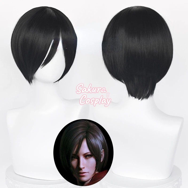 

Ada Wong Cosplay Vampire Madam Biohazard Village Black Short Costume Synthetic Hair Halloween Carnival Party + Free Wig Cap