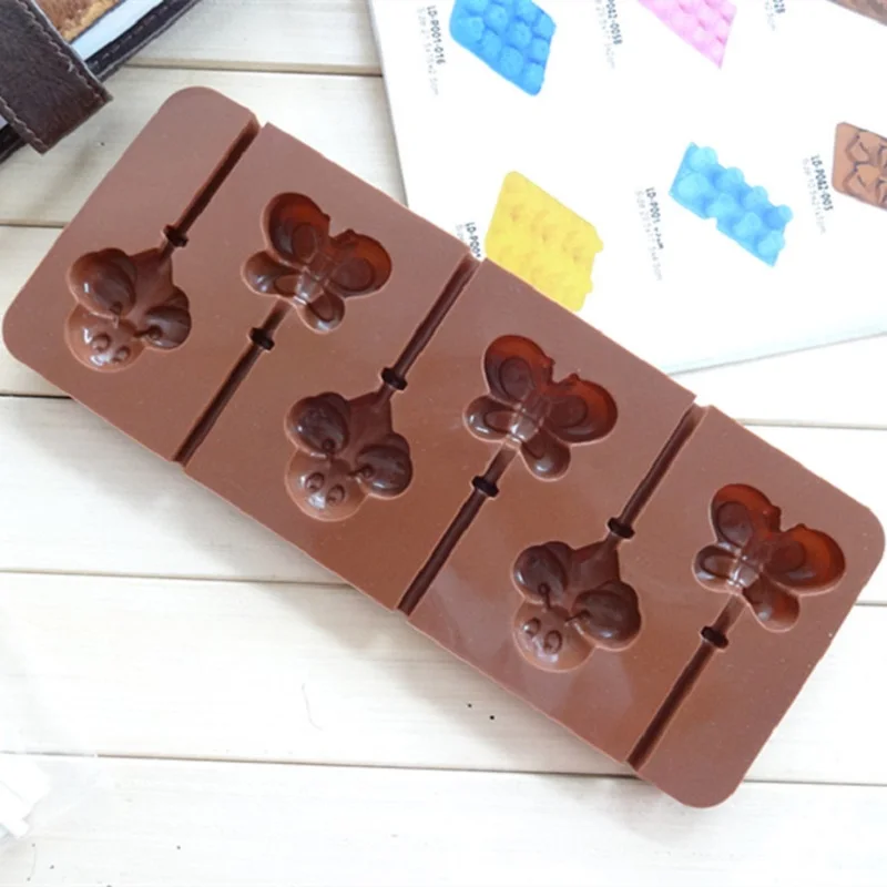 Силиконовая форма 6 ровных пчел и бабочек для леденцов пластиковые формы