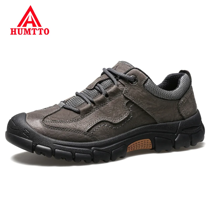 HUMTTO Hiking Shoes for Men New Leather Waterproof Mens Sneakers Trail Climbing Walking Safety Outdoor Sport Trekking Boots Male