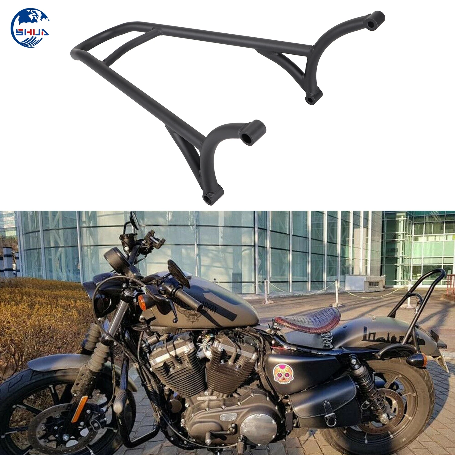 Мотоциклетная черная короткая спинка для пассажиров Harley Forty Eight Sportster 1200 883 72 2004-2017