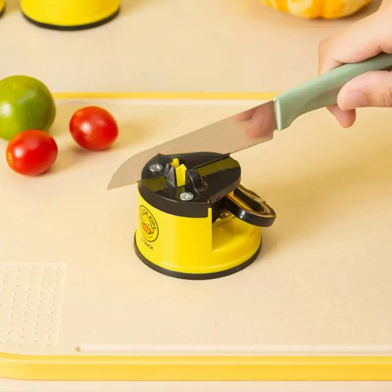 Mini Yellow Duck Suction Cup Sharpener Small Tungsten Steel Double-sided Grindstone Kitchen Tools New | Дом и сад