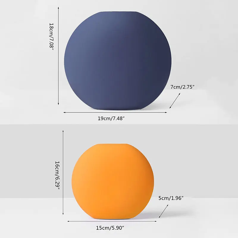 

Nordic Oblate Vase Morandi Colorful Creative Ceramic Vases Home Decoration Flower Arrangement Ornament Desktop Decor Furnishings