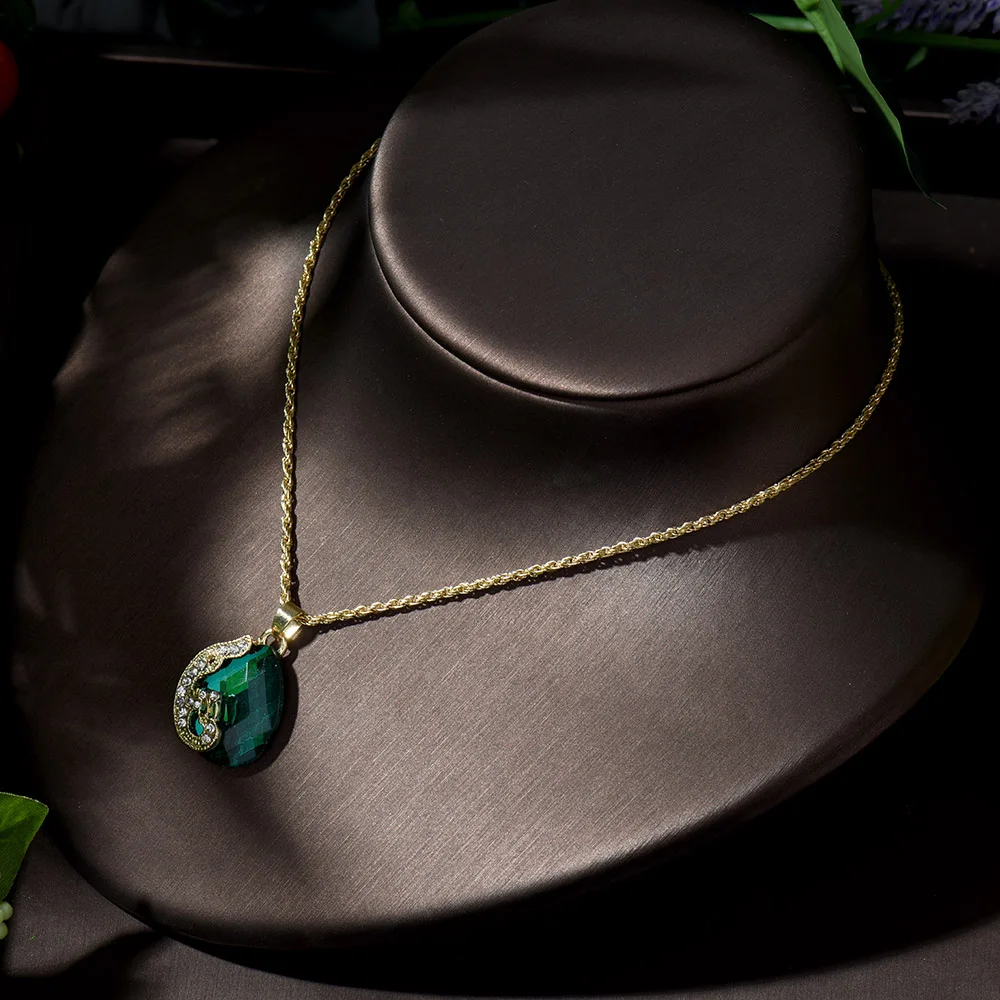 Модные Зеленые/красные ювелирные изделия HIBRIDE свадебные серьги и ожерелье с