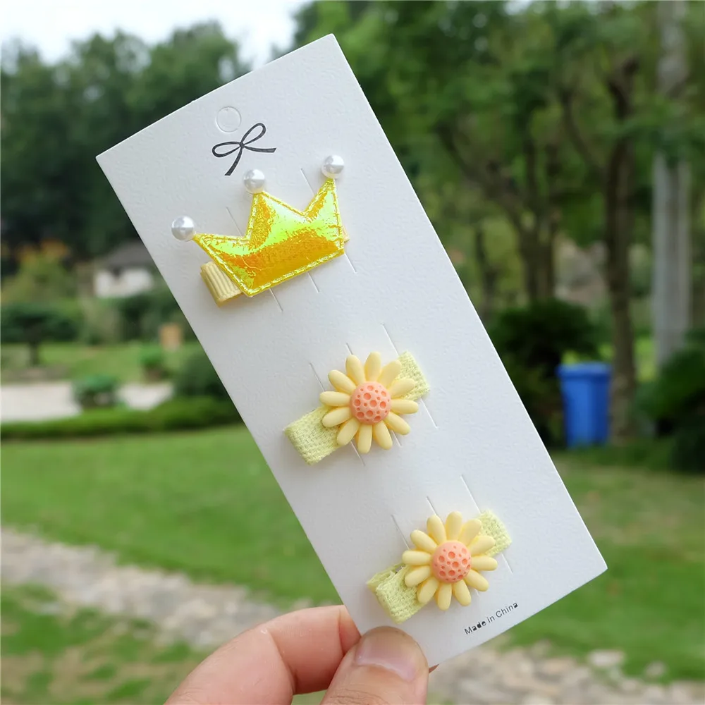 Цветные детские заколки для волос 3 шт./компл. блестящие в виде короны милые