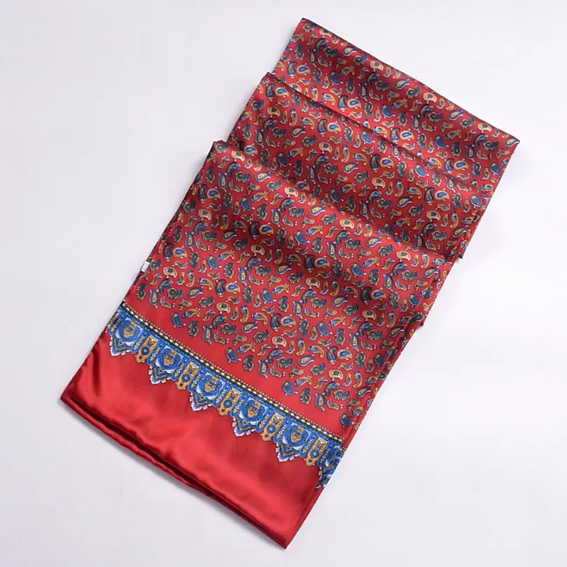 red paisley BYSIFA, мужские шелковые длинные шарфы, новая мода, чистый шелк, мужской шелковый шарф с пейсли, модные аксессуары, деловые шарфы 160*26 см - Цвет: red paisley