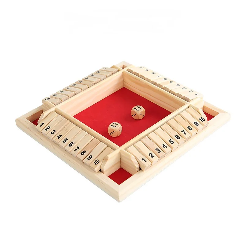 

Wooden Traditional Four Sided 10 Number Pub Bar Board Dice Party Funny Game Toys Four-sided Flop Wooden Number Game Toy