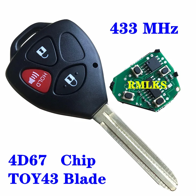 3 кнопки дистанционного ключа 433 МГц 4D67G чип FOB для 2005-2008 Toyota Hilux FCC ID: MDL B42TA B41TA |