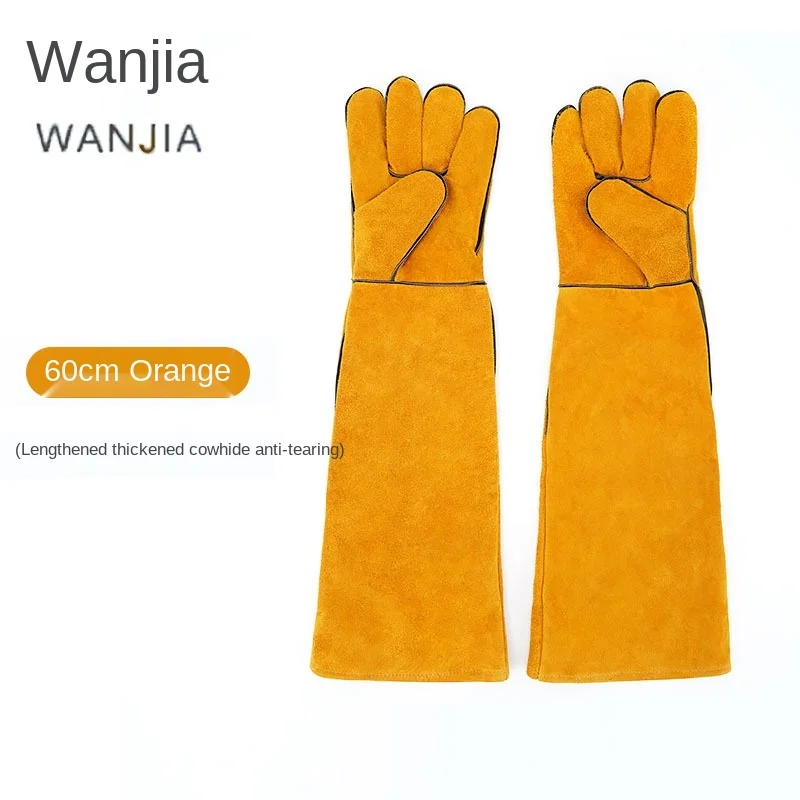 

60cm anti biting gloves training dog pet thickened long leather protective welder gloves catching Cobra catching cat gloves
