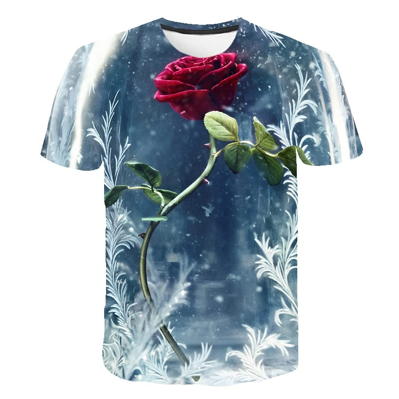 

Tulip Rose Flower Mens Streetwear New Summer 3D Print Men Fashion Harajuku t-Shirt Funny Hip-hop Casual Tops S-6XL