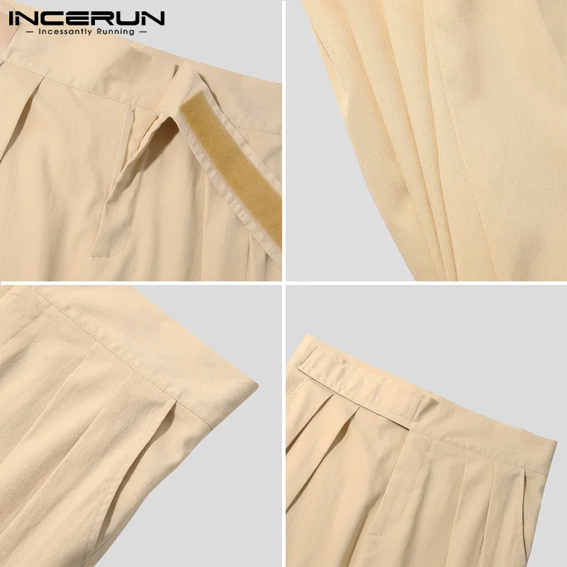 

INCERUN Fashion Men Pants Streetwear Joggers Solid Color 2021 Korean Straight Trousers Men Loose Casual Pantalones Hombre S-5XL