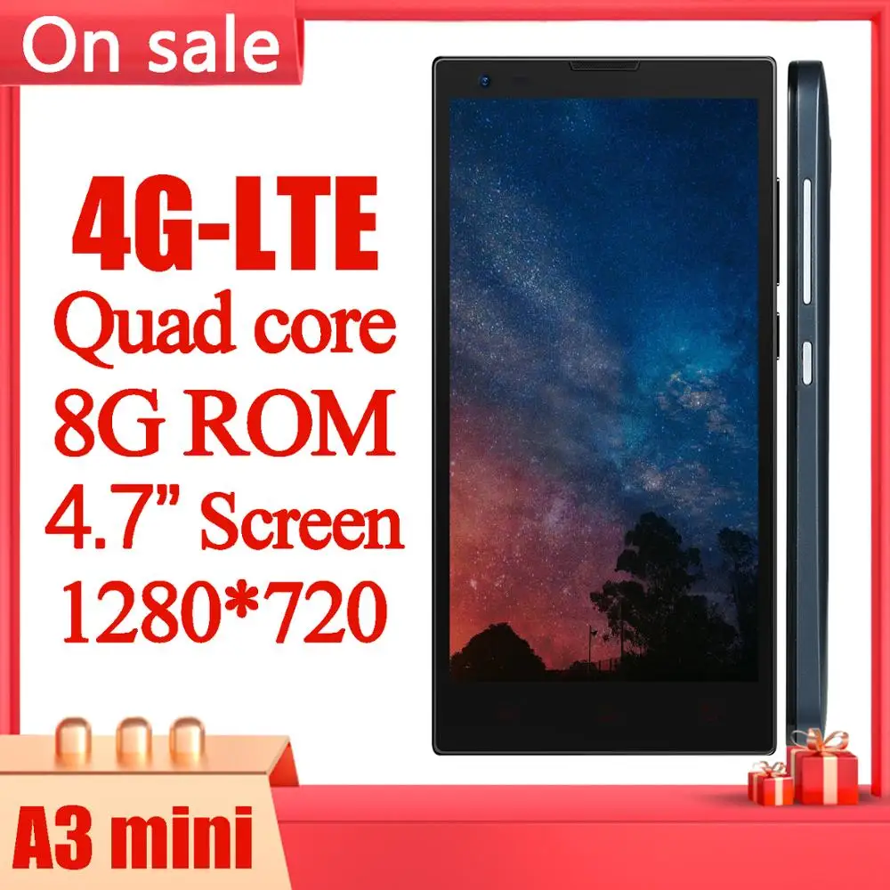 4G LTE A3 mini MTK6580 четырехъядерный смартфон 4 7 дюйма 8 Мп мобильный телефон Гб ROM celulars