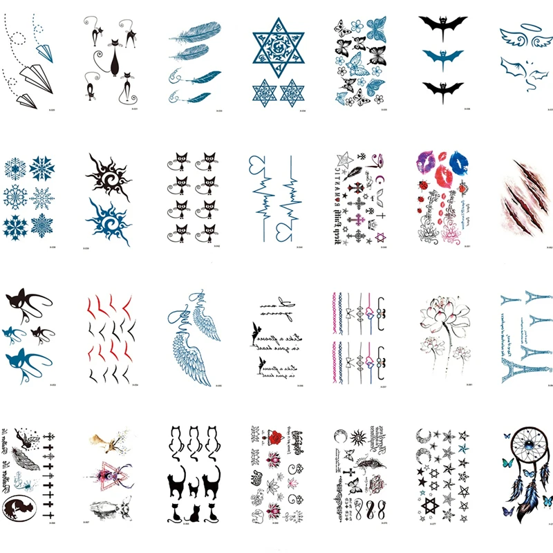 Temporary Tattoo Stickers For Women, Butterfly, Cat, Bat, Wing Neck Arm Tattoo Art, Body Painting, Flash Sexy Fake Tattoo.