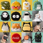 Чехол для QCY T7, силиконовый чехол с милым рисунком утки, динозавра, собаки, цыпленка, бульдога, медведя, акулы, пингвина, чехол для qcy t7