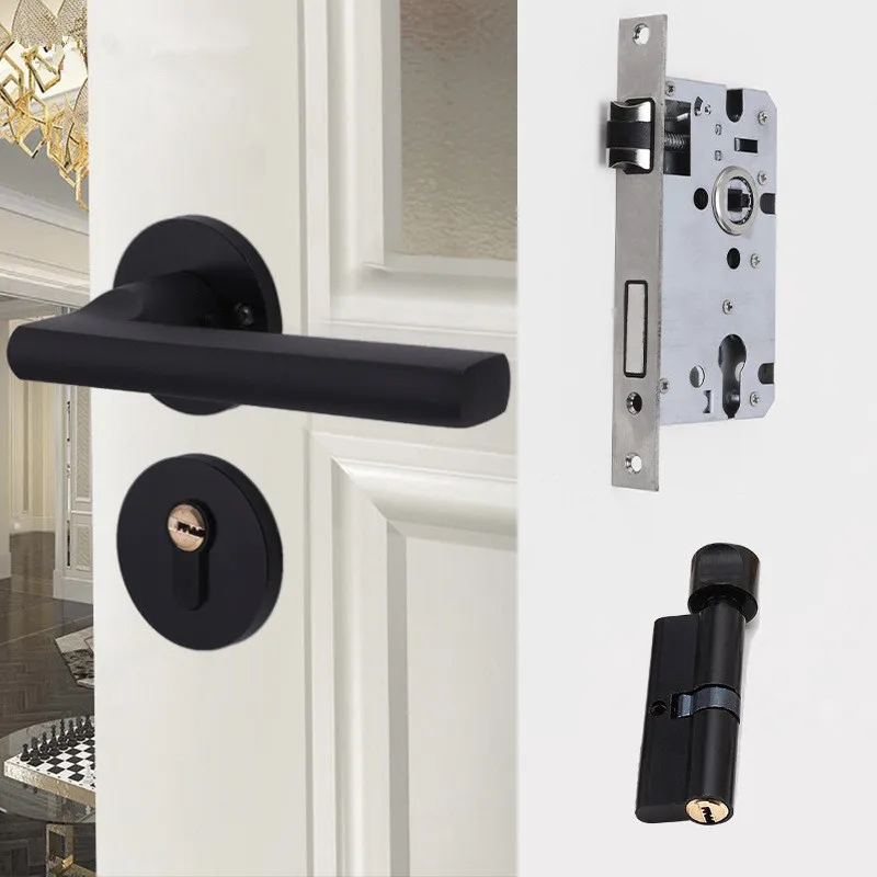 Бесшумная Ручка Дверной замок черный модный дизайн Алюминиевый сплав дверной