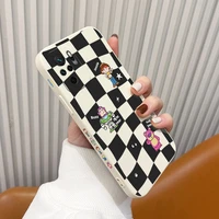 ins checkerboard shockproof liquid silicone case for xiaomi redmi note 10 10s 9t 9 8 7 pro max redmi 9 9a 9t phone back cover