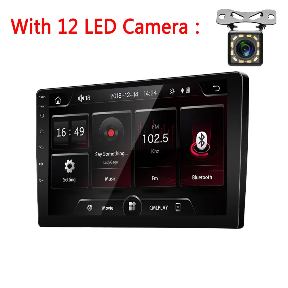 With 12 LED Camera LeeKooLuu 2 din Автомобильный Радио стерео плеер 9 ''Автомобильный мультимедийный плеер Bluetooth FM Аудио Зеркало Ссылка MP5 заднего вида 2 din Авторадио - Цвет: With 12 LED Camera