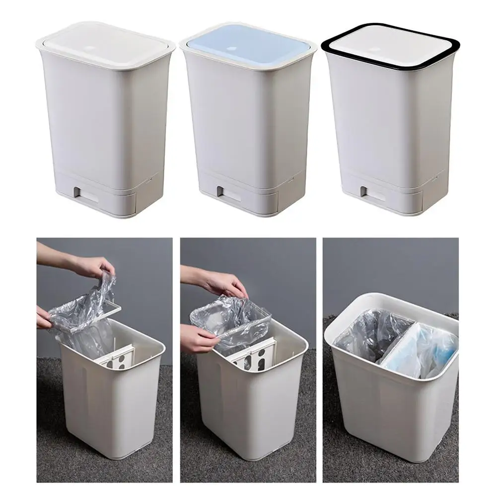 Trash Bin Nordic Dustbin Double Layer Dry Wet Sorting With Drawer For Kitchen Home Can Garbage Storage | Дом и сад