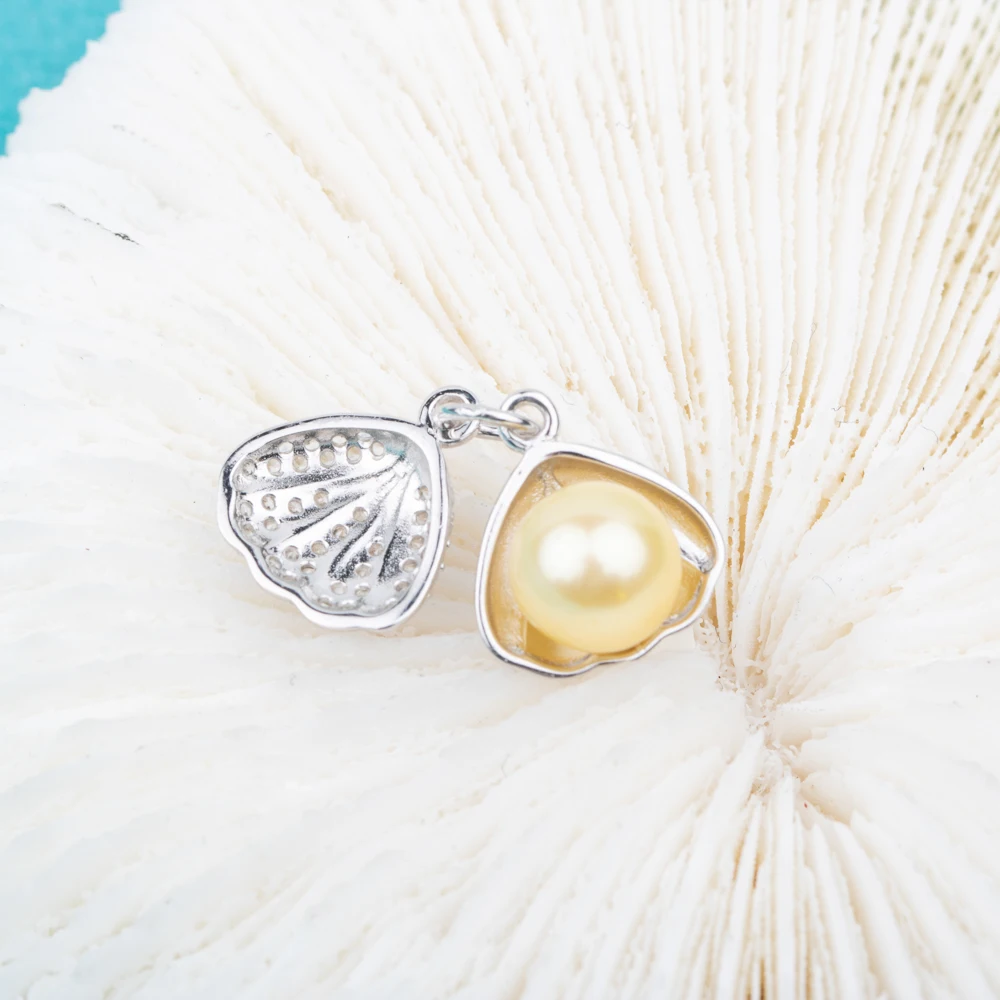 

P010875 Vermeerjewelry реальные 925 пробы серебряная подвеска для ребенка от 6 до 8 мм круглые бусинки жемчуга или камень в виде ракушки Форма без цепи