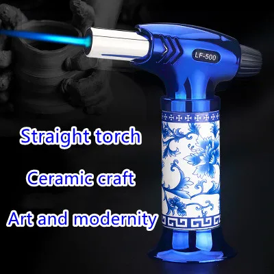 

Kitchen baking western food barbecue welding torch cigar direct filling blue and white porcelain Chinese style