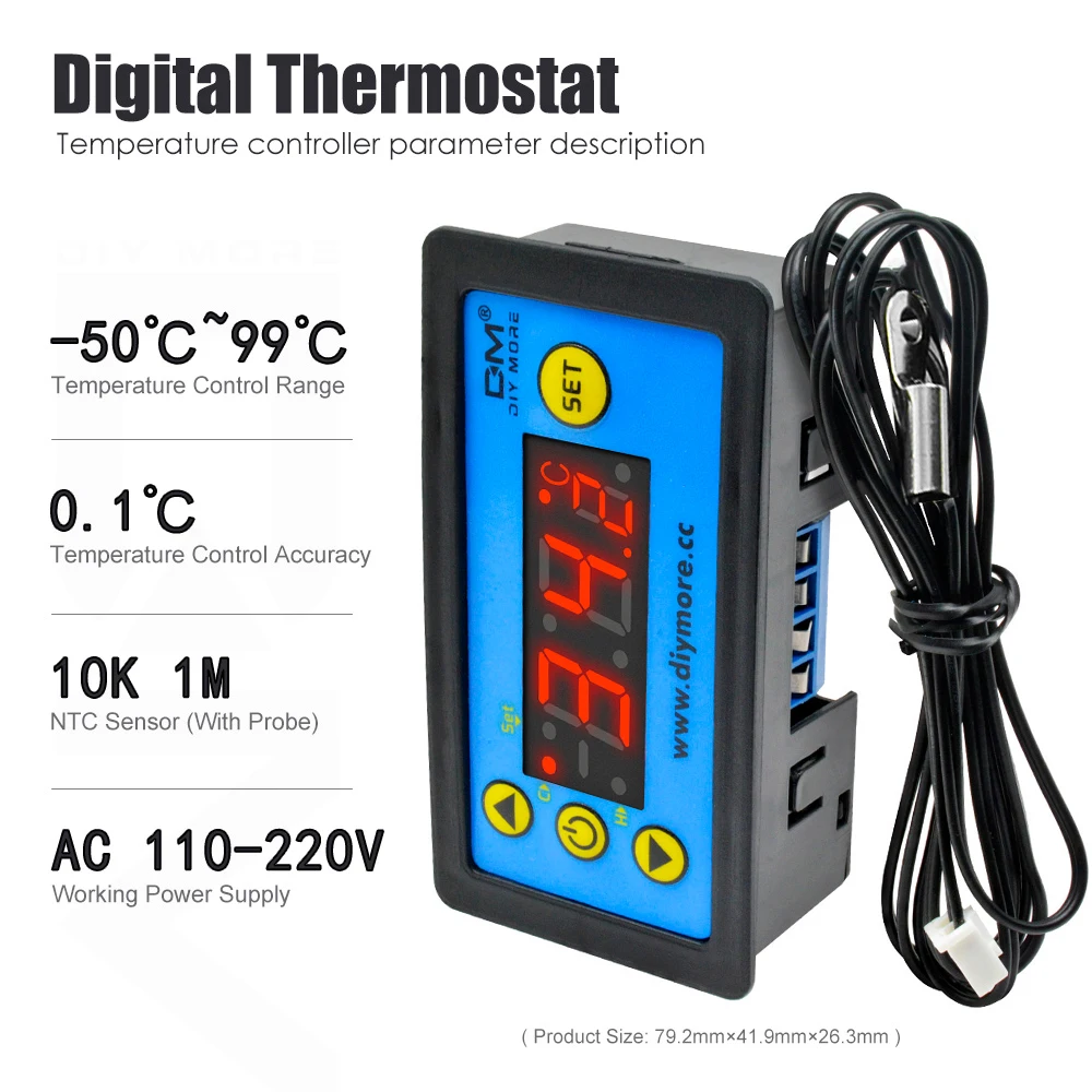 W3231 AC 110V-220V DC12V 24V Digital Thermostat Temperature Controller Regulator Meter Tester Single/Dual Display Replace W3230 - купить по