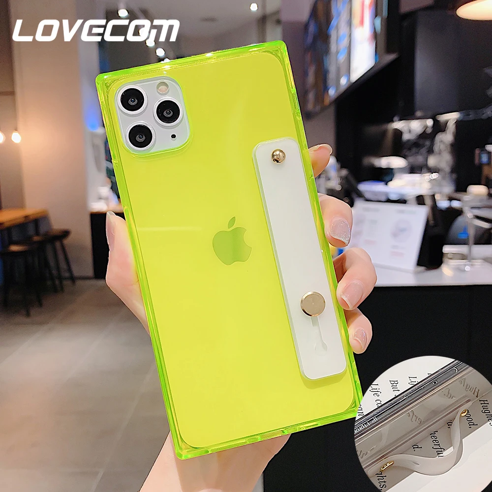 Флуоресцентный прозрачный чехол LOVECOM для телефона с ремешком на запястье Samsung A50