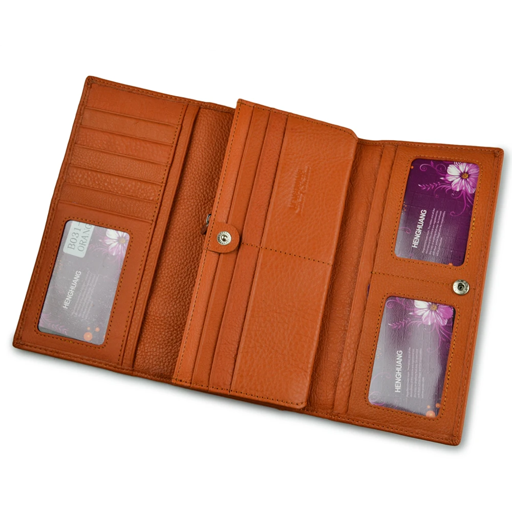 HH брендовый Женский кошелек из мягкой натуральной кожи тройного сложения клатч