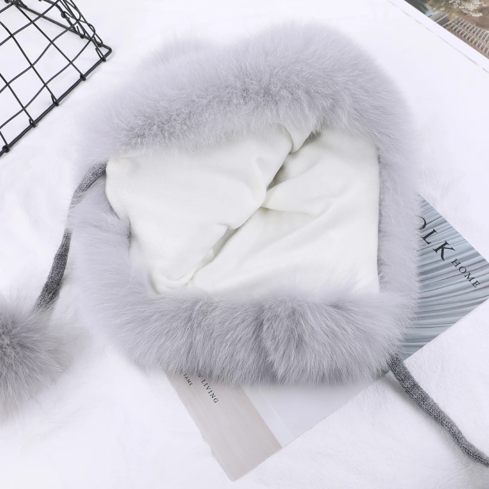 Шапка из натурального Лисьего меха 100% женская шапки-ушанки зимняя теплая - купить