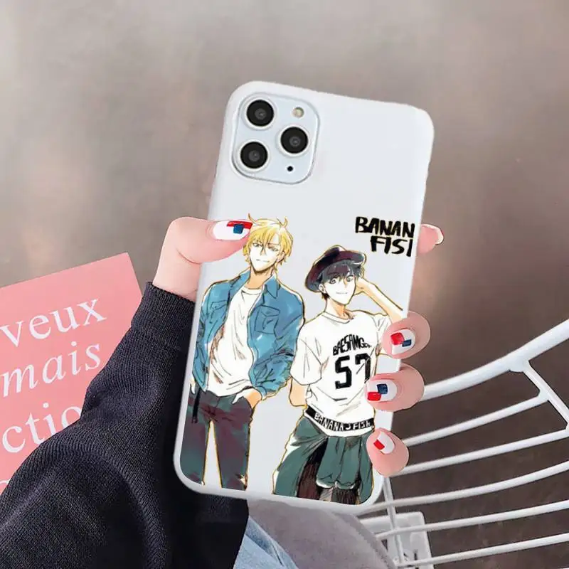

Banana Fish Anime Phone Case White Candy Color for iPhone 6 7 8 11 12 s mini pro X XS XR MAX Plus