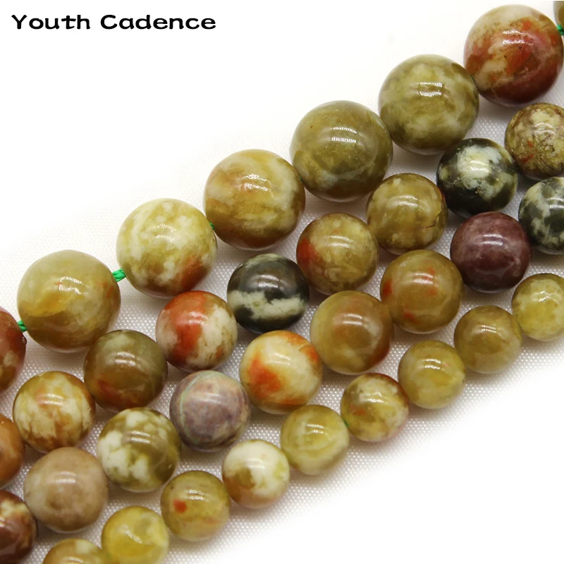 

Natural Stone Green Serpentine Round Loose Spacer Beads 6/8/10mm For Jewelry Making Diy Necklace Bracelet Accessories 15''