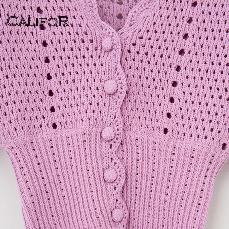 

Solid Cut Out Sweaters Summer Women's Clothing 2021 Fashion Cropped Tops for Women Korean Style Vintage Women's White Cardigan