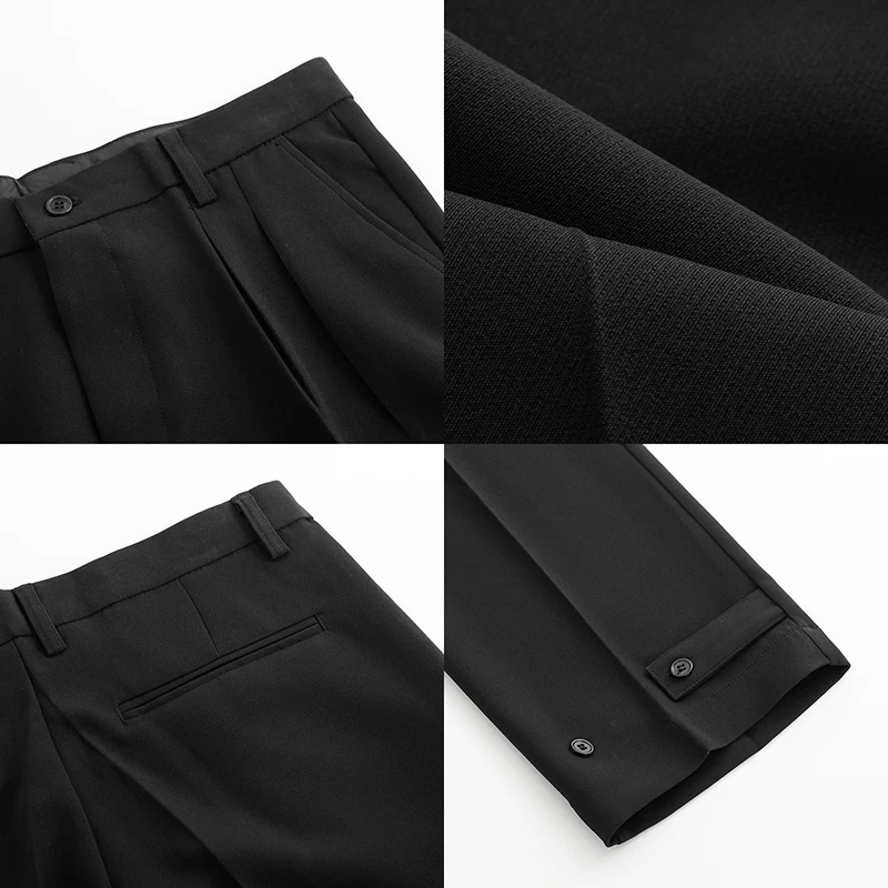 

IEFB Causal Black Suit Pants For Men Korean Streetwear Fashion Straight Pants Loose Handsome Black Business Trousers 9Y6975