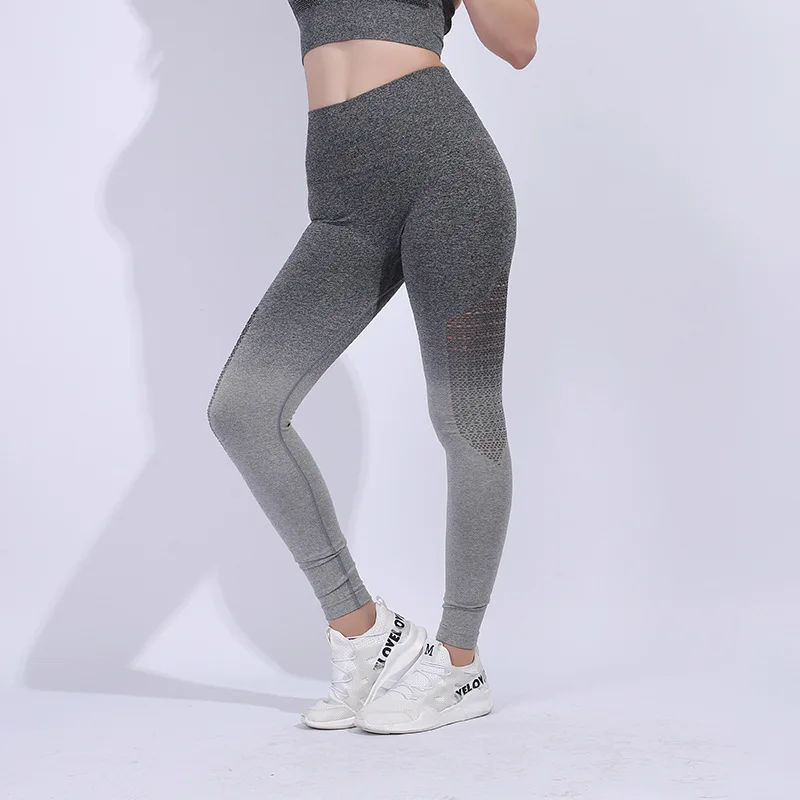 Бесшовные леггинсы женская одежда для фитнеса спортзала градиентные брюки с