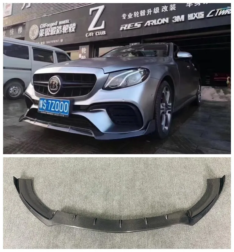 

Передний бампер из углеродного волокна для Mercedes Benz W213 E200 E260 E300 E63 2016-2020, спойлер для губ, задний багажник, диффузор, боковая юбка кузова