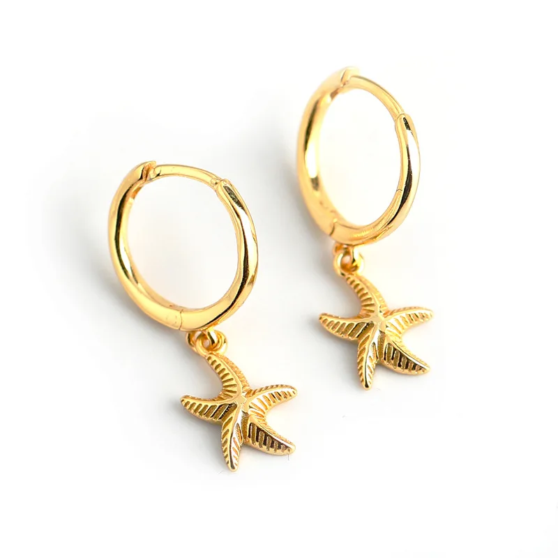 

New arrival personality starfish hoop earrings for women island style earrings 925 sterling silver earrings