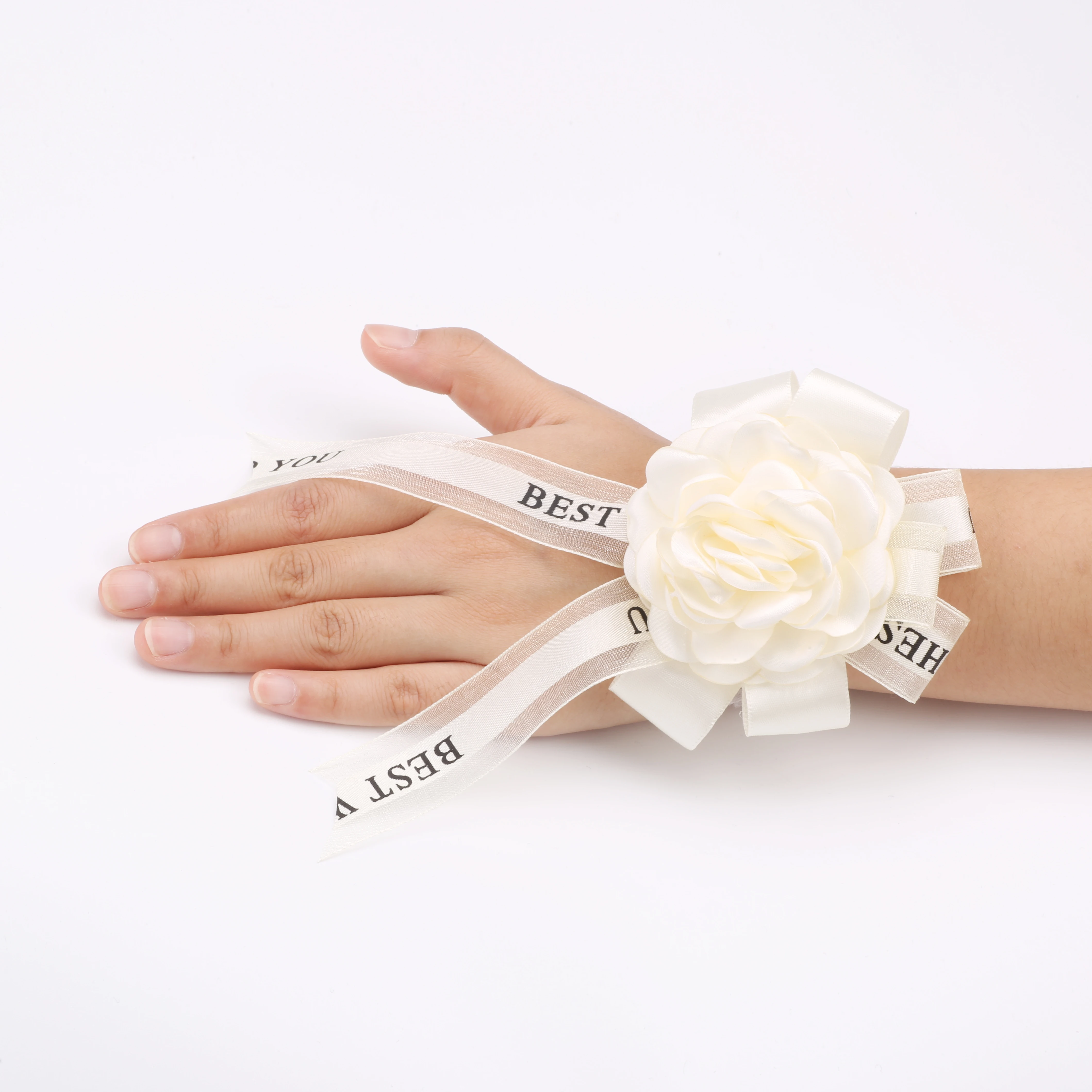 

Wrist Corsage Wedding Bridal Bracelet for Bridesmaid Stain Silk Wrist Corsage Sisters Girls Hand Flowers Artificial DIY SW645