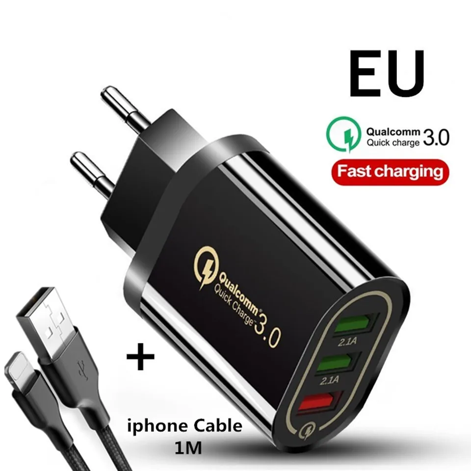 Быстрое зарядное устройство 3 USB зарядное устройство Быстрая зарядка QC3.0 5 V/3A EU/US для iPhone быстрое зарядное устройство Xiaomi портативное зарядное устройство для телефона Зарядка зарядное устройство
