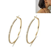 delysia king women simple exaggeration big circle earrings birthday gift trendy high grade crystal inlay banquet jewellery