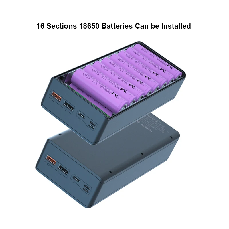 Чехол для внешнего аккумулятора 16*18650 с двумя USB-портами и ЖК-дисплеем |