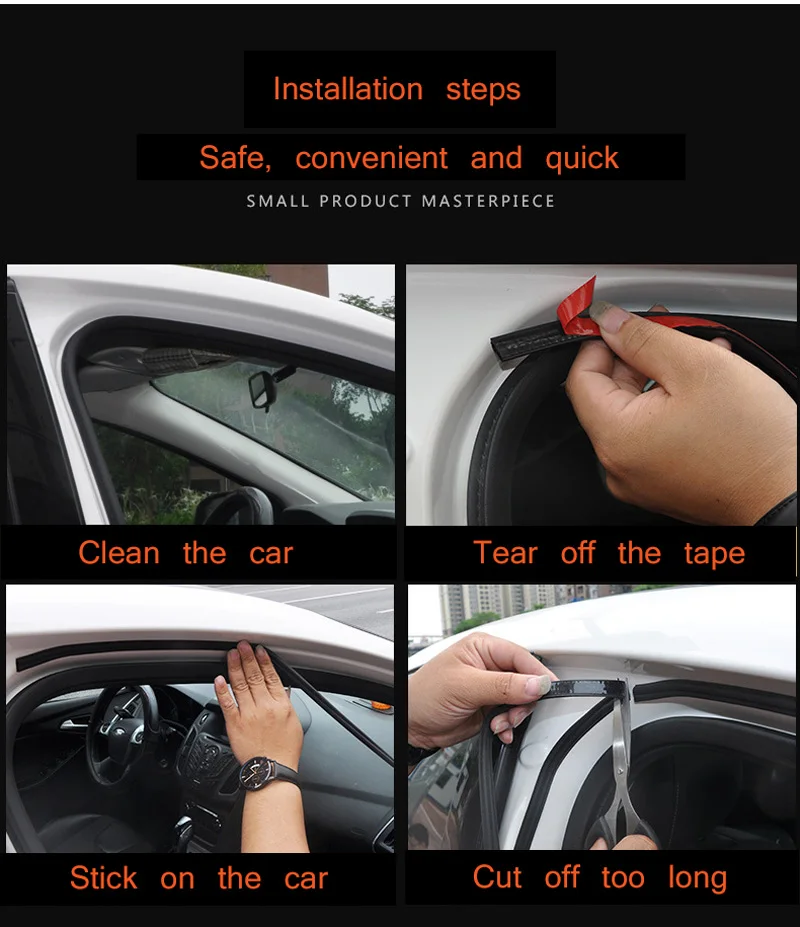 

Small D Car Sealing Strip Noise Insulation Weather Strip Car Rubber Seal EPDM Rubber Stickers 3M Auto Door Adhesive Accessories