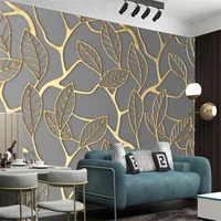 classic 3d wallcovering wallpaper golden line leaf pattern mural simple modern home decor living room painting wallpapers