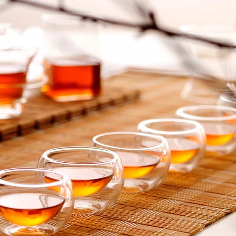 6 шт 50 мл Чистая Питьевая здоровая чашка термостойкая двухслойная чайная с