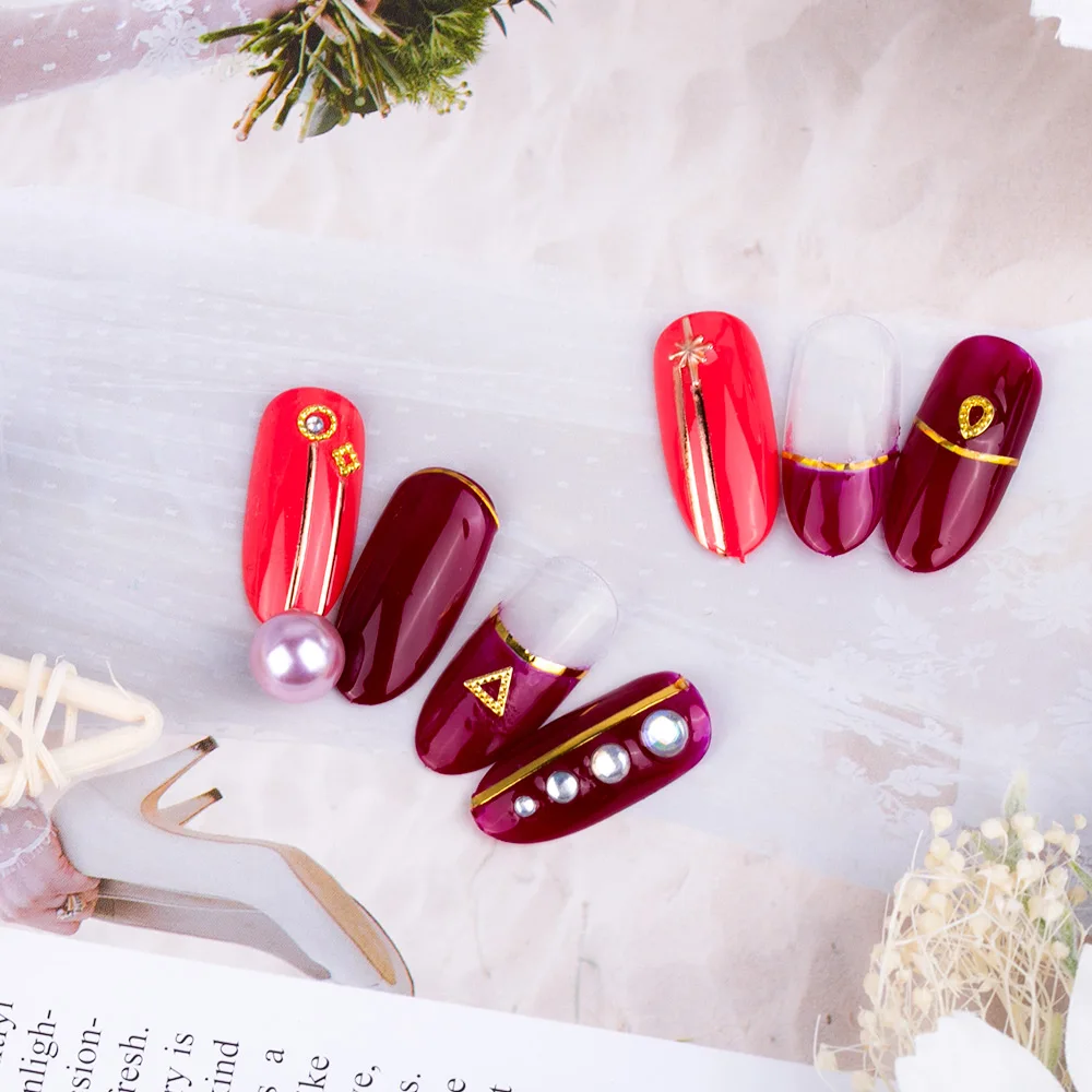 Прямые полосы линии 3D наклейки для ногтей самоклеющиеся золотые серебряные