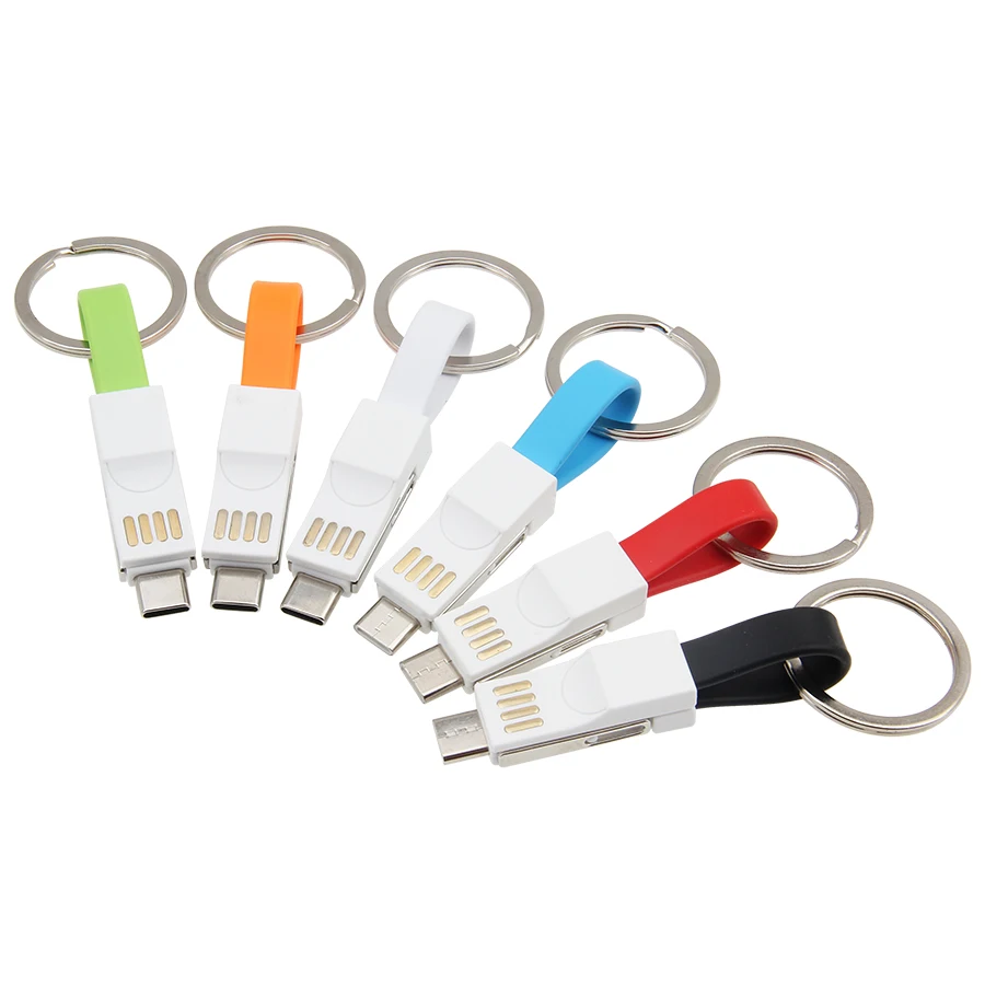 Мини-брелок 3 в 1 Usb кабель Micro USB Type C c для iPhone Xs iPod зарядное устройство быстрой