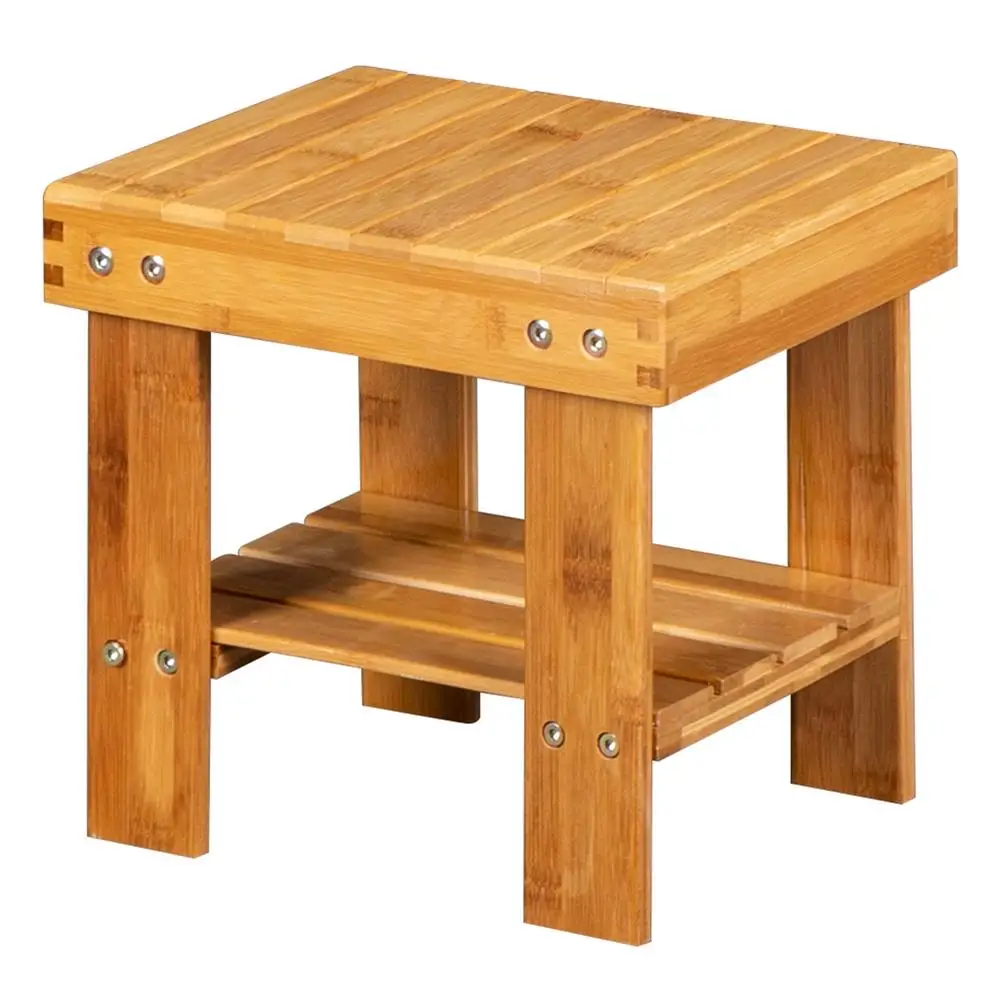

[US FAST DELIVERY] Portable Kids Small Bamboo Low Stool Children's Furniture Bench Seat Home Living Room Bathroom Shower