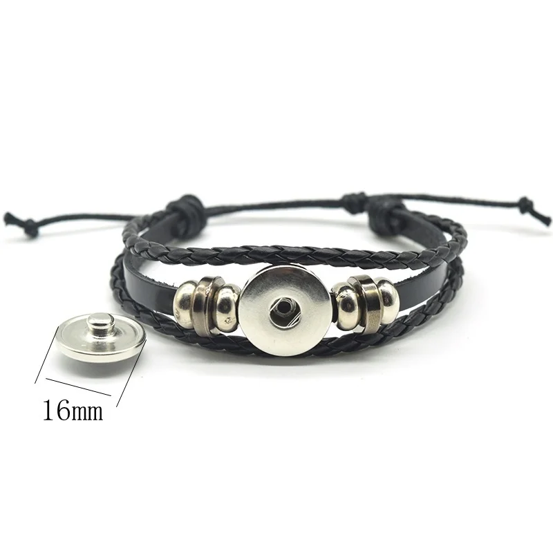 

Animals Bracelet Siberian Husky Glass Cabochon Braided Button Bracelet Black Leather Woven Bangle Cute Dog Jewelry for Men Women